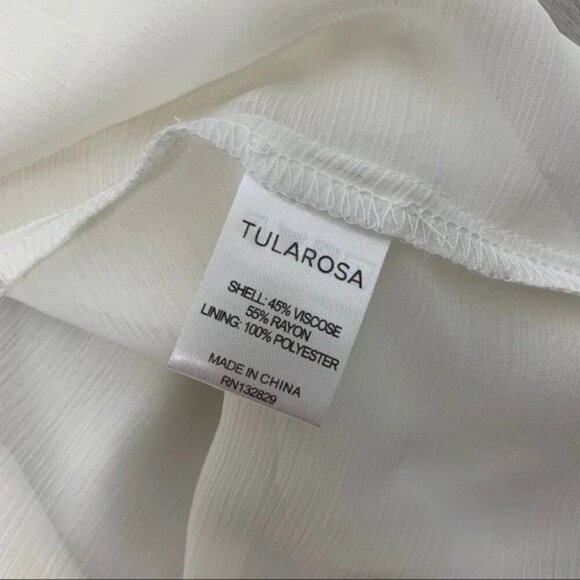 Tularosa Revolve Malia Mini Dress Shift Ivory Neck Tie Ruffle flare Sleeve XS - Picture 13 of 16